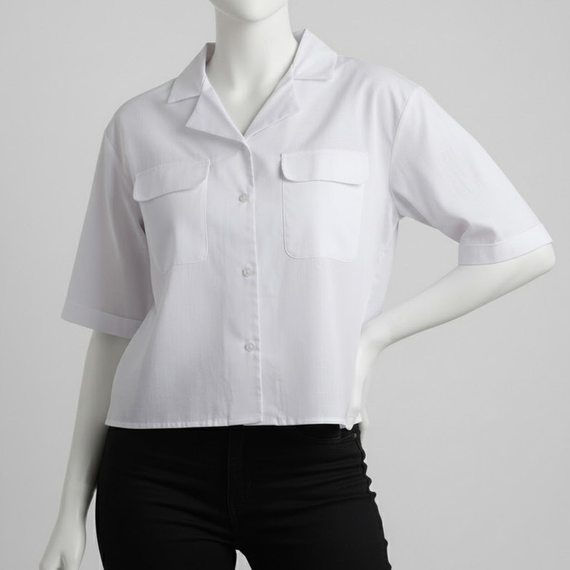 شومیز آستین کوتاه یقه انگلیسی زنانه تولیکا مدل 33100