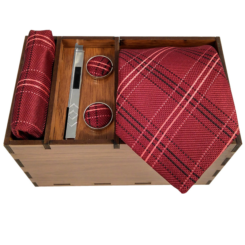 ست کراوات و دستمال جیب و دکمه سر دست مردانه کد 321