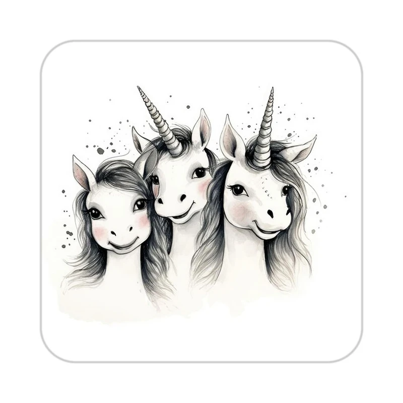 زیر لیوانی کاکتی طرح اسب تک شاخ و یونیکورن مدل mp33471