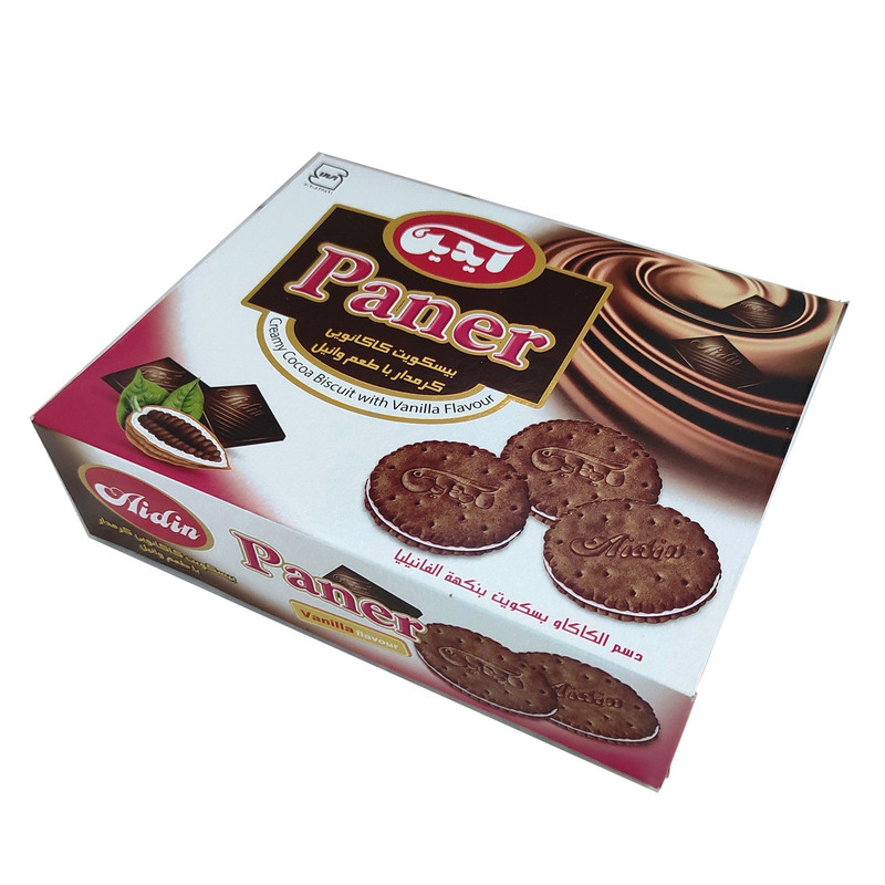 بیسکویت کاکائویی کرمدار با طعم وانیل آیدین - 425 گرم