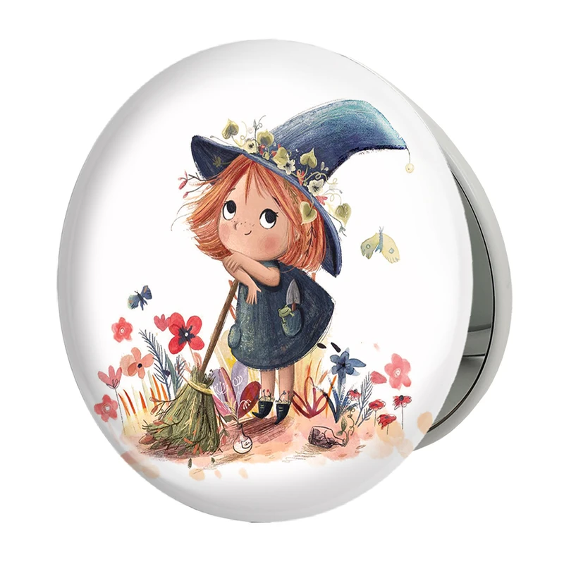 آینه جیبی خندالو طرح دخترونه مدل تاشو کد 6039 