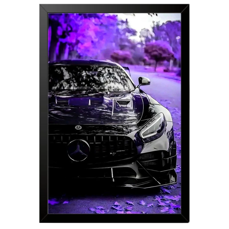 تابلو بکلیت طرح ماشین و خودرو مرسدس بنز Mercedes AMG GT R مدل B-po2110 فریم مشکی