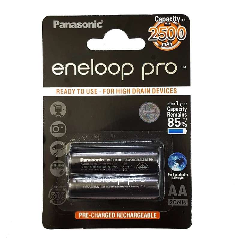 باتری قلمی قابل شارژ پاناسونیک مدل Eneloop Pro BK-3HCDE بسته 2 عددی باتری قلمی قابل شارژ پاناسونیک مدل Eneloop Pro BK-3HCDE بسته 2 عددی
