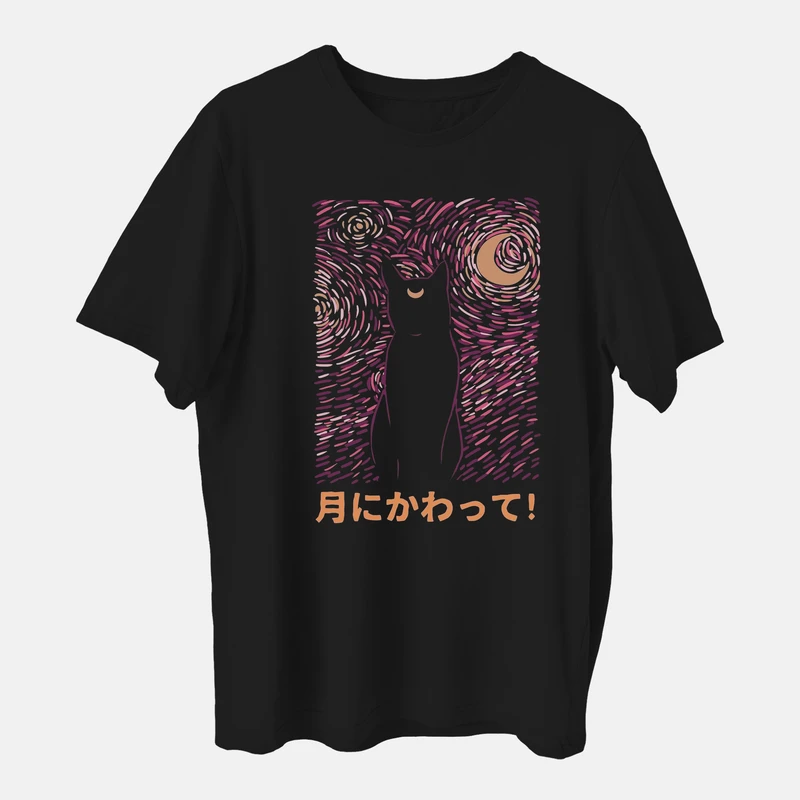 تی شرت آستین کوتاه اورسایز مردانه مدل گربه ونگوگ z367