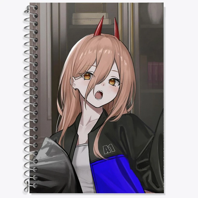 دفتر زبان 50 برگ خندالو مدل سه خط طرح پاور انیمه مرد اره ای Chainsaw Man کد 22343