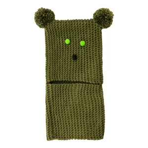 ست کلاه و شال گردن بافتنی بچگانه طرح خرس مدل P-6216
