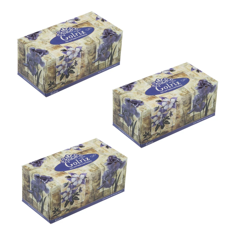 دستمال کاغذی 100 برگ گلریز مدل زنبق بسته 3 عددی