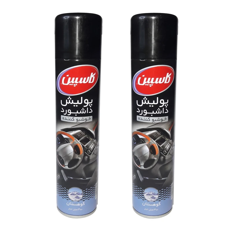 اسپری پولیش داشبورد خودرو کاسپین مدل Mountain حجم 300 میلی‌ لیتر  بسته 2 عددی