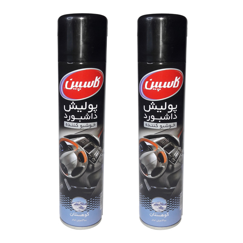 اسپری پولیش داشبورد خودرو کاسپین مدل Mountain حجم 300 میلی‌ لیتر بسته 2 عددی