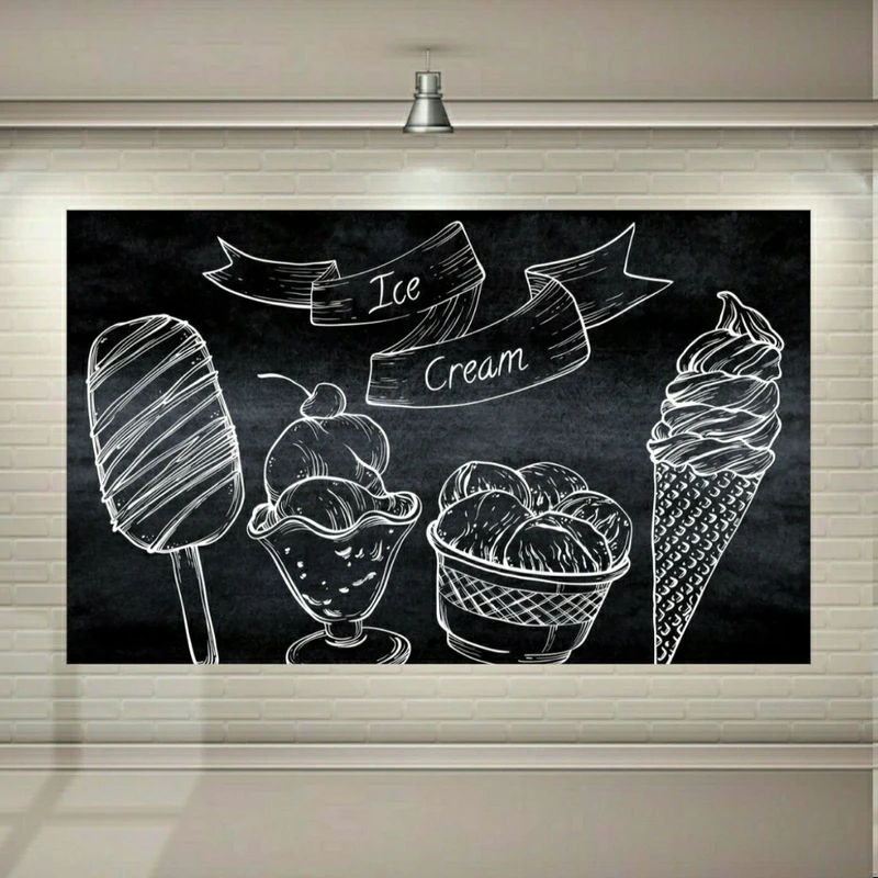 استیکر دیواری طرح بستنی میوه ای تخته سیاه کد SDA6805