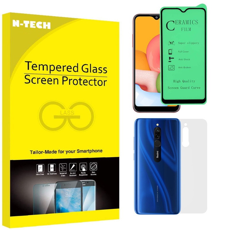  محافظ صفحه نمایش سرامیکی انتک مدل CRBKM-01 مناسب برای گوشی موبایل شیائومی Redmi 8 به همراه محافظ پشت گوشی 