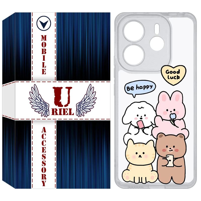 کاور یوریل مدل Clear کد 14 طرح خوشحال مناسب برای گوشی موبایل شیائومی Redmi Note 14 4G