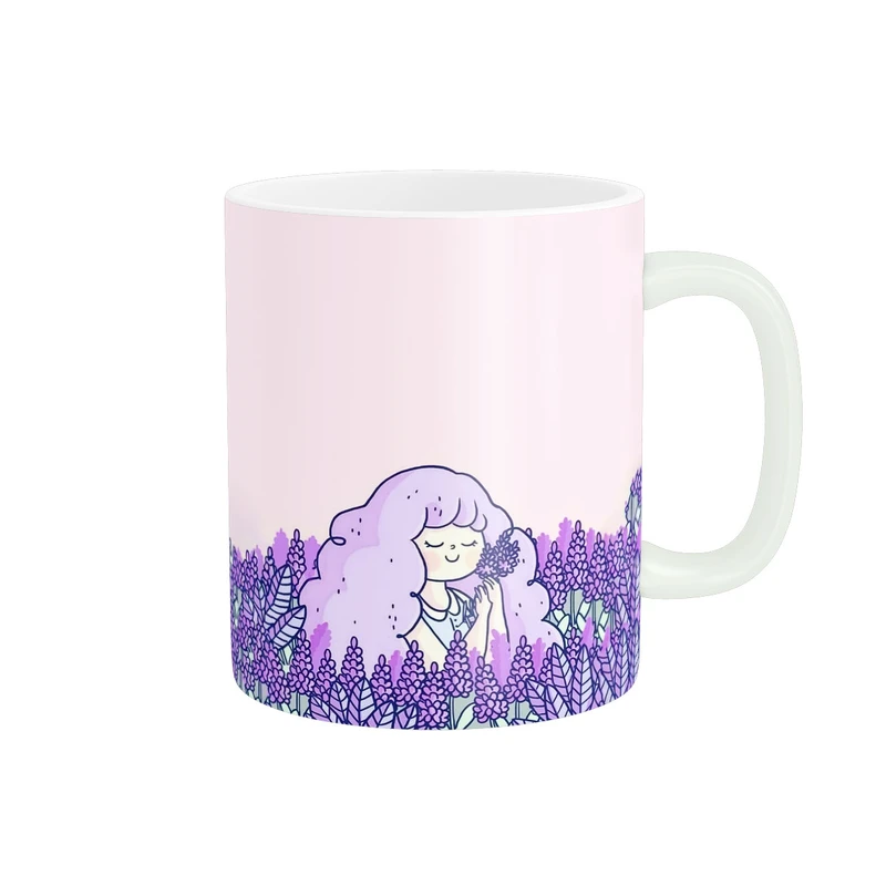 ماگ پاد آفرین مدل دختر کیوت در باغ گل لوندر کد 220