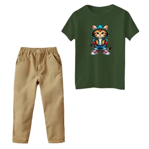 ست تی‌شرت و شلوار دخترانه مدل گربه اسپرت