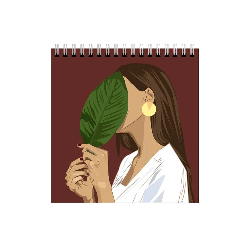 دفتر طراحی طرح دختر و برگ گیاه کد 5264193