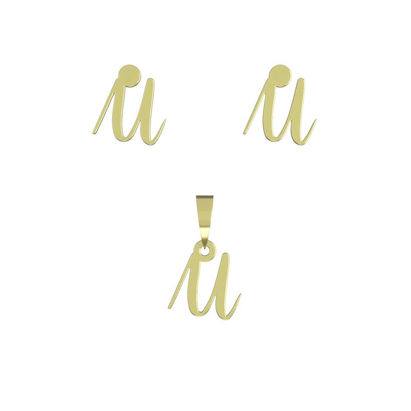 نیم ست طلا 18 عیار زنانه مدوپد مدل حرف u کد NA12314