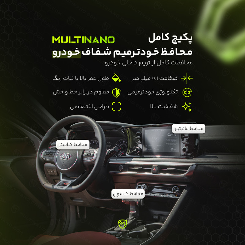 برچسب محافظ مانیتور و کنسول خودرو مولتی نانو مدل X-F1T مناسب برای دنا پلاس مجموعه 12 عددی