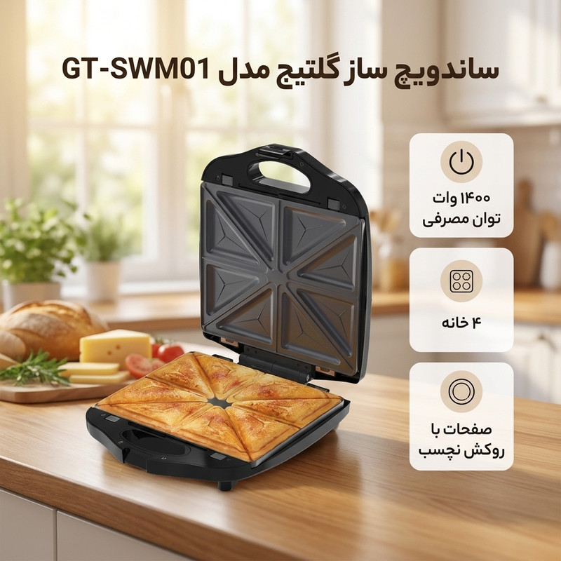 ساندویچ ساز 4 خانه گلتیج مدل GT-SWM01