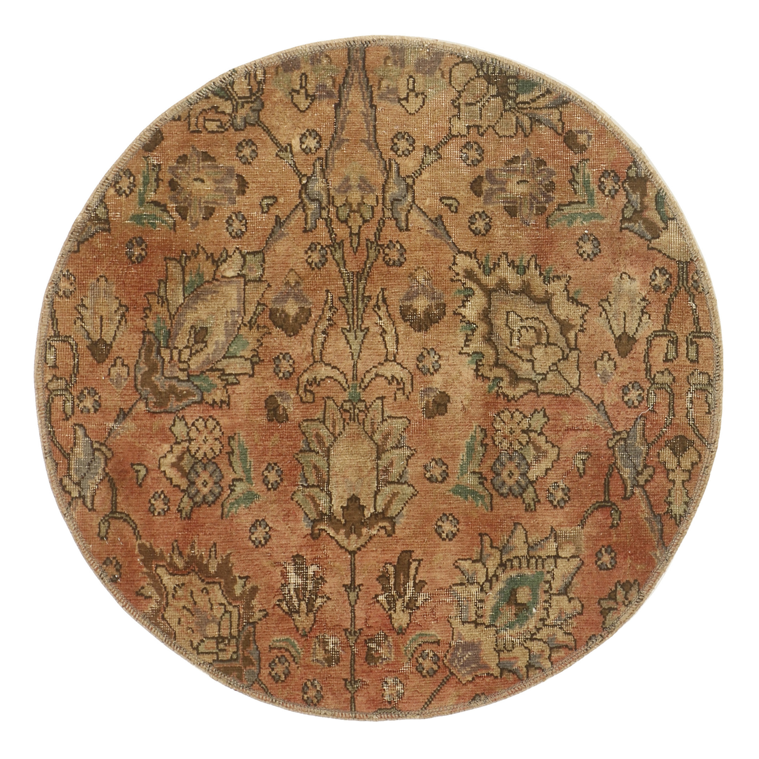 فرش دستبافت رنگ شده یک متری طرح وینتیج کد 537295