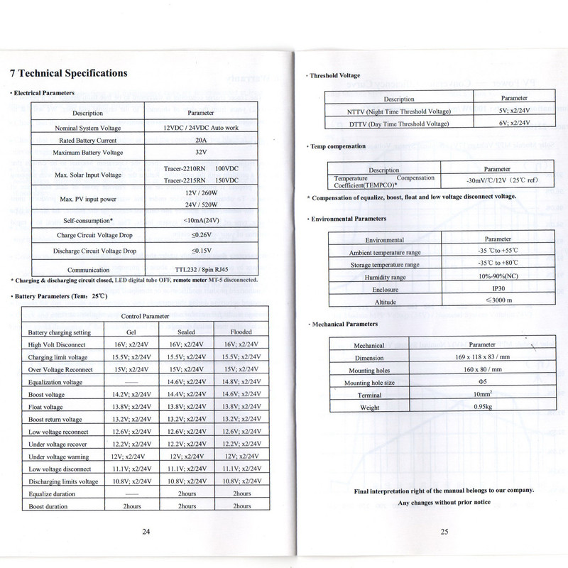 شارژ کنترلر خورشیدی 20 آمپر ئی پی سولار مدل Tracer-2210RN