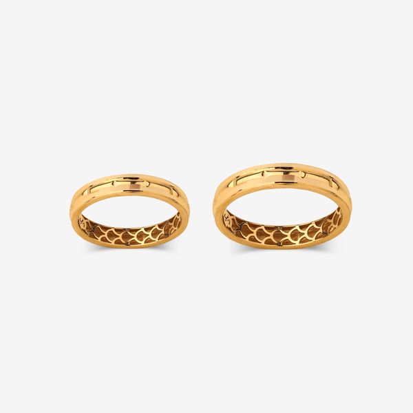 ست حلقه طلا 18 عیار زنانه و مردانه گلدم مدل R343011