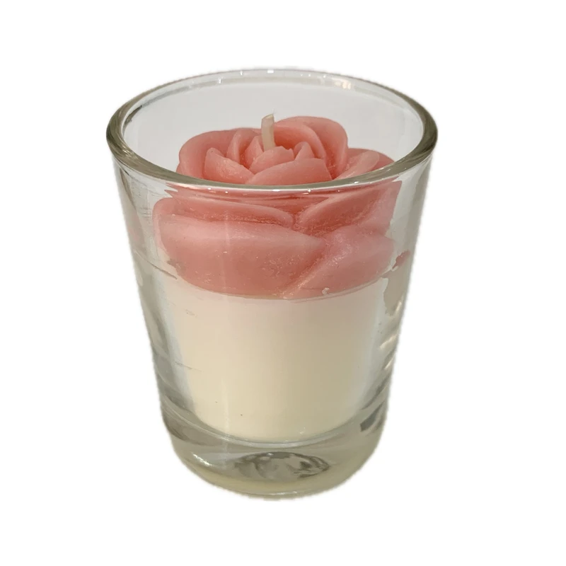 شمع دست ساز تاو طرح شات گل رز معطر مدل T1050