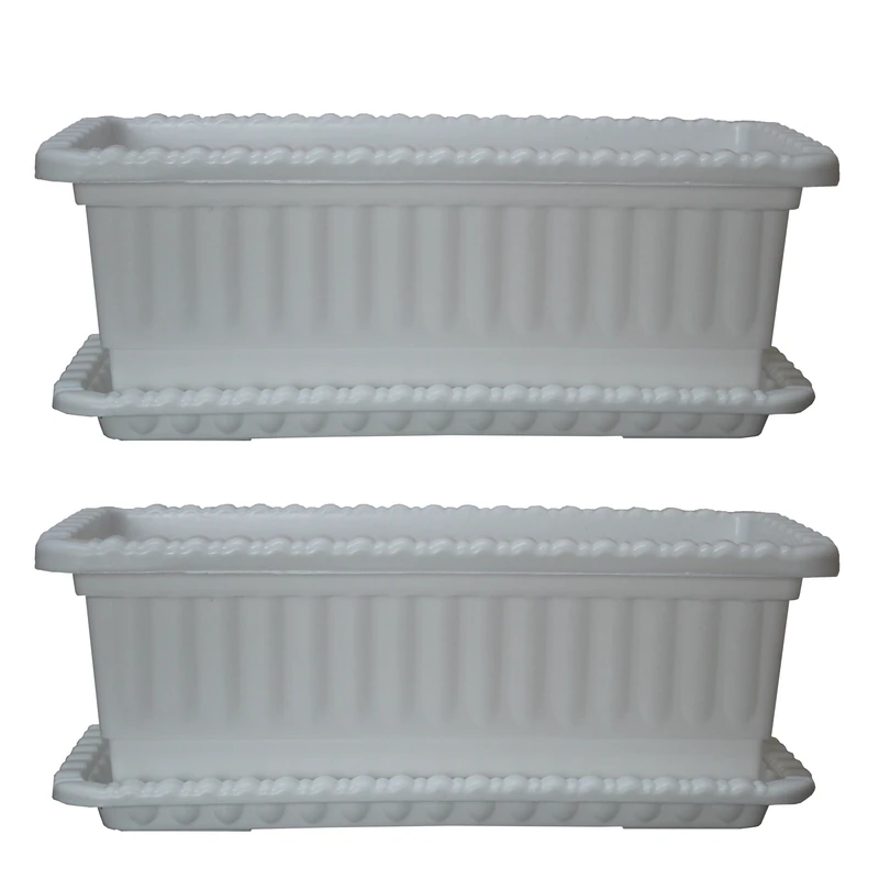 گلدان مدل پلاستیکی مستطیلی کد Go54-02 مجموعه دو عددی