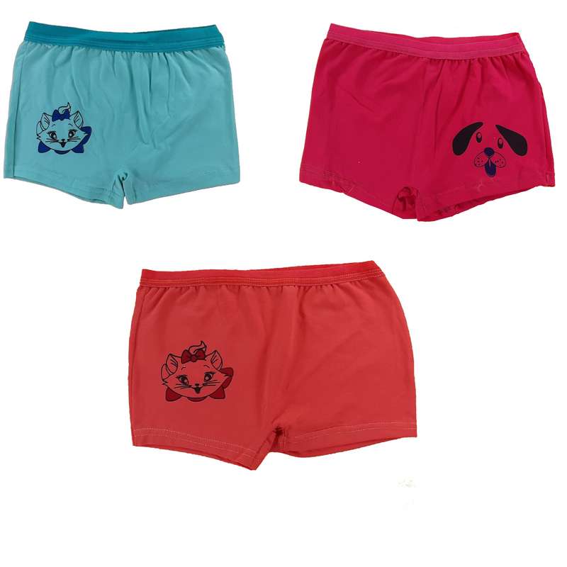 شورت دخترانه مدل پنبه ای نیم پا اورانوس کد 90 مجموعه 3 عددی