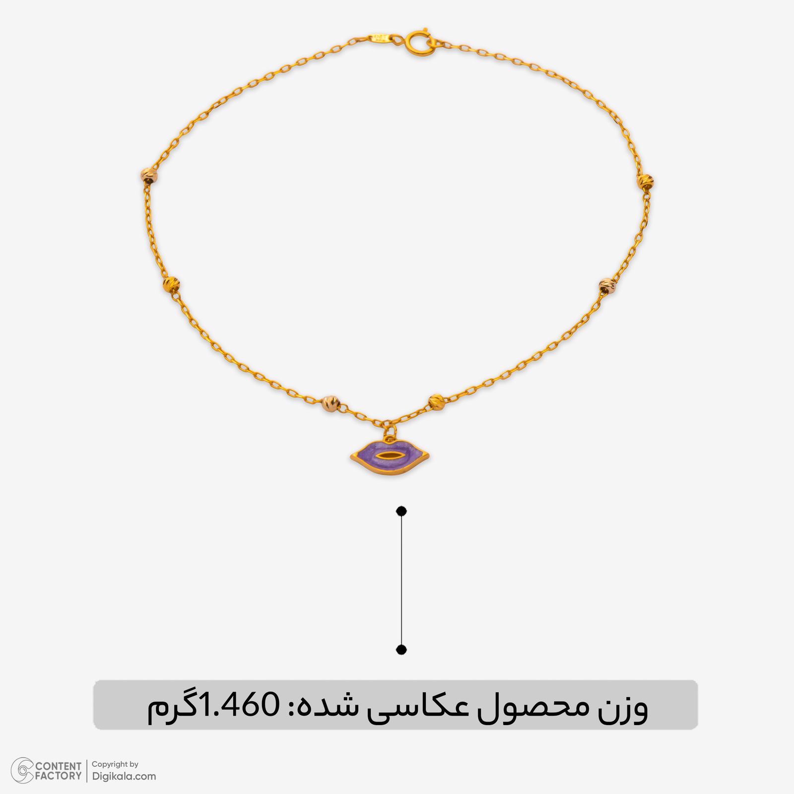 پابند طلا 18 عیار زنانه نگین مدل 136 -  - 4