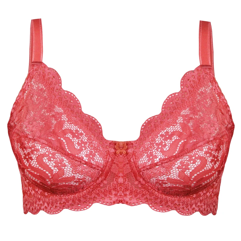 سوتین زنانه پانیذ مدل فنردار گیپوری کد 66337-new رنگ گلبهی