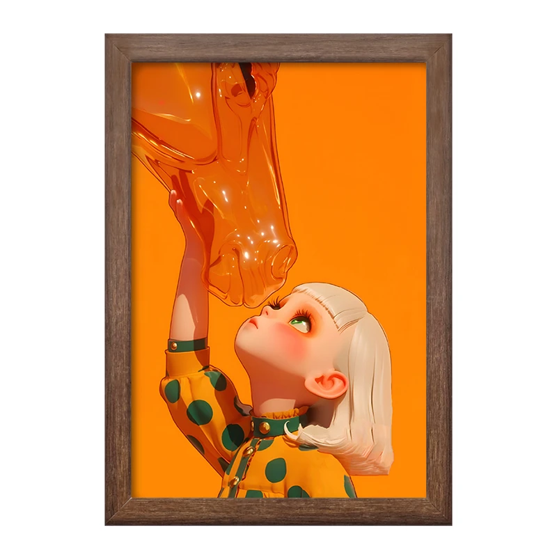 تابلو خندالو طرح دختر و اسب شیشه ای کد F10533