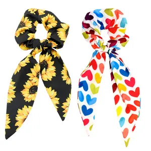 کش مو زنانه دلنار گالری مدل اسکرانچی خرگوشی آفتابگردان و قلب مجموعه 2 عددی