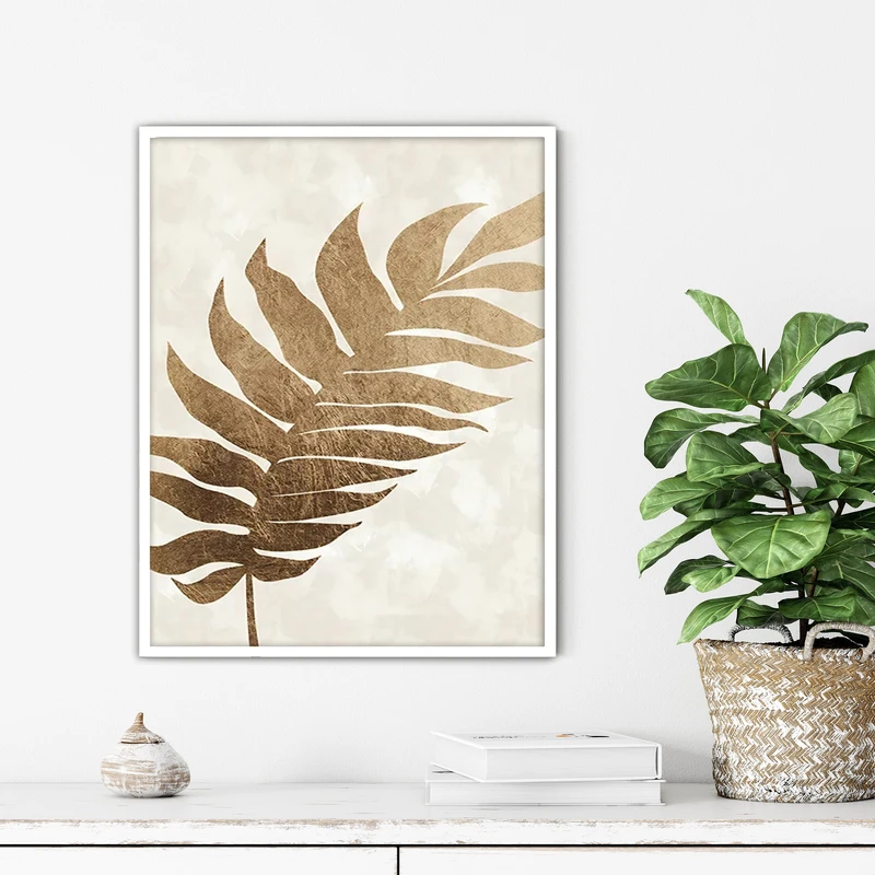 تابلو آتریسا طرح برگ طلایی مدرن مدل ATFF224 فریم سفید