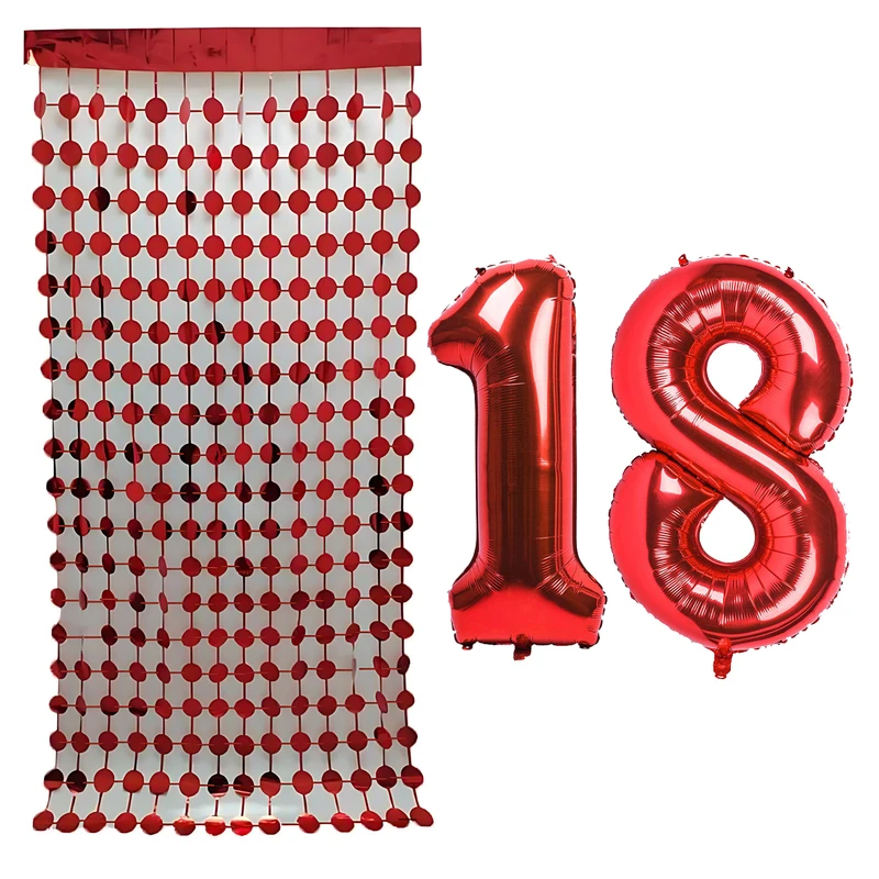 بادکنک فویلی مستر تم طرح عدد 18 به همراه ریسه تزئینی بسته 3 عددی