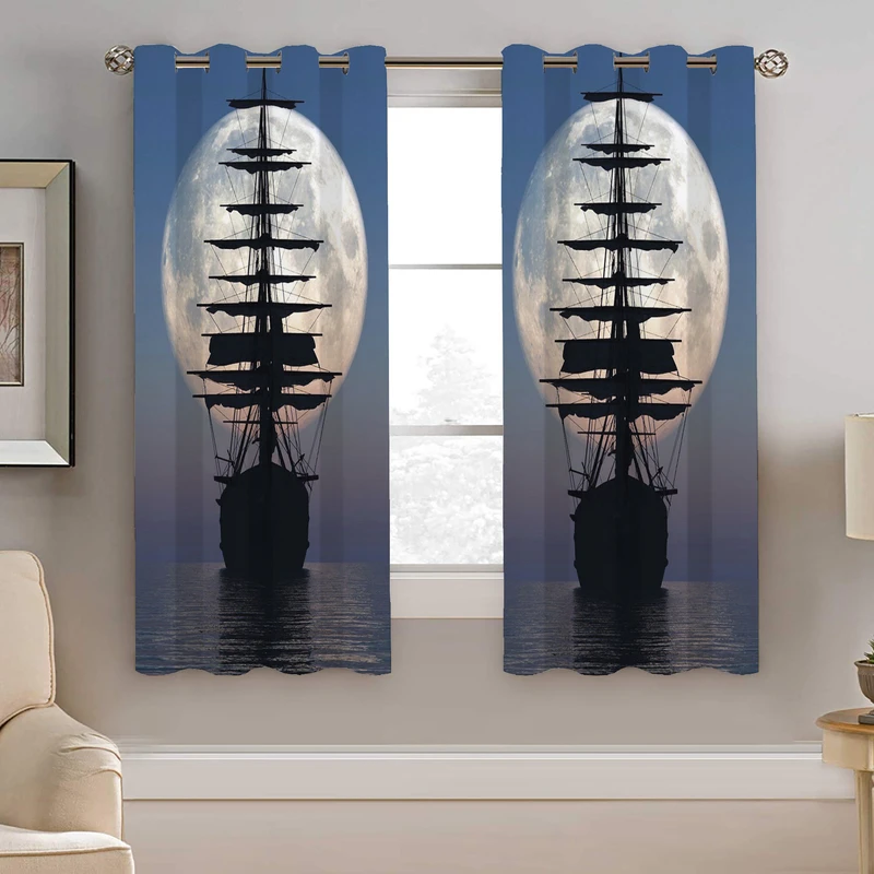 پرده نیروانا طرح کشتی مدل هازان کد 8698 سایز 140×200 سانتی متر