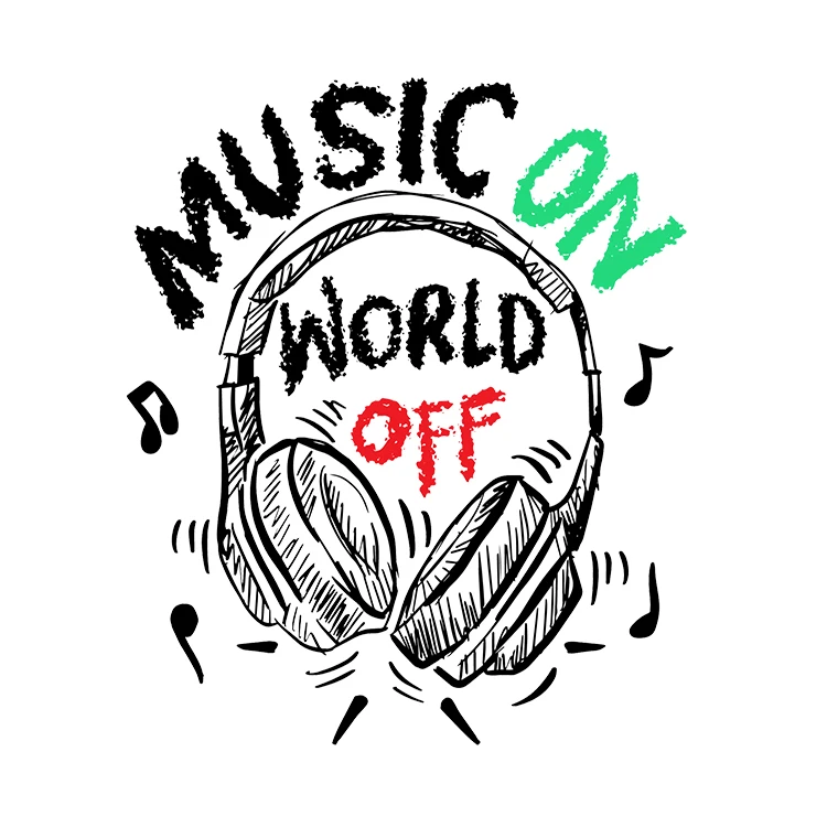 استیکر پارچه و لباس پاد آفرین مدل موزیک موسیقی طرح هدفون کد S3687