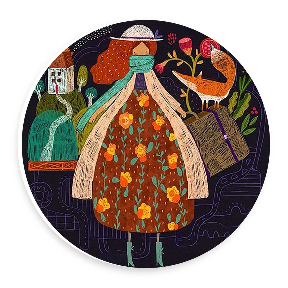  دیوارکوب طرح دختر مسافر و روباه مدل wtb608