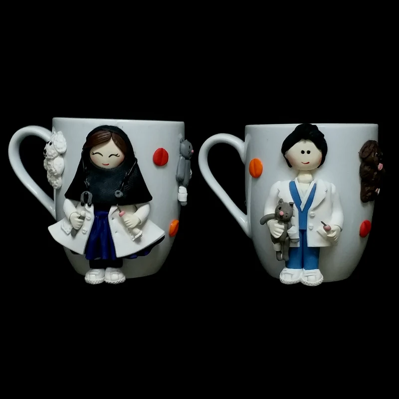 ماگ سرامیکی مدل عروسکی کد L650 مجموعه 2 عددی