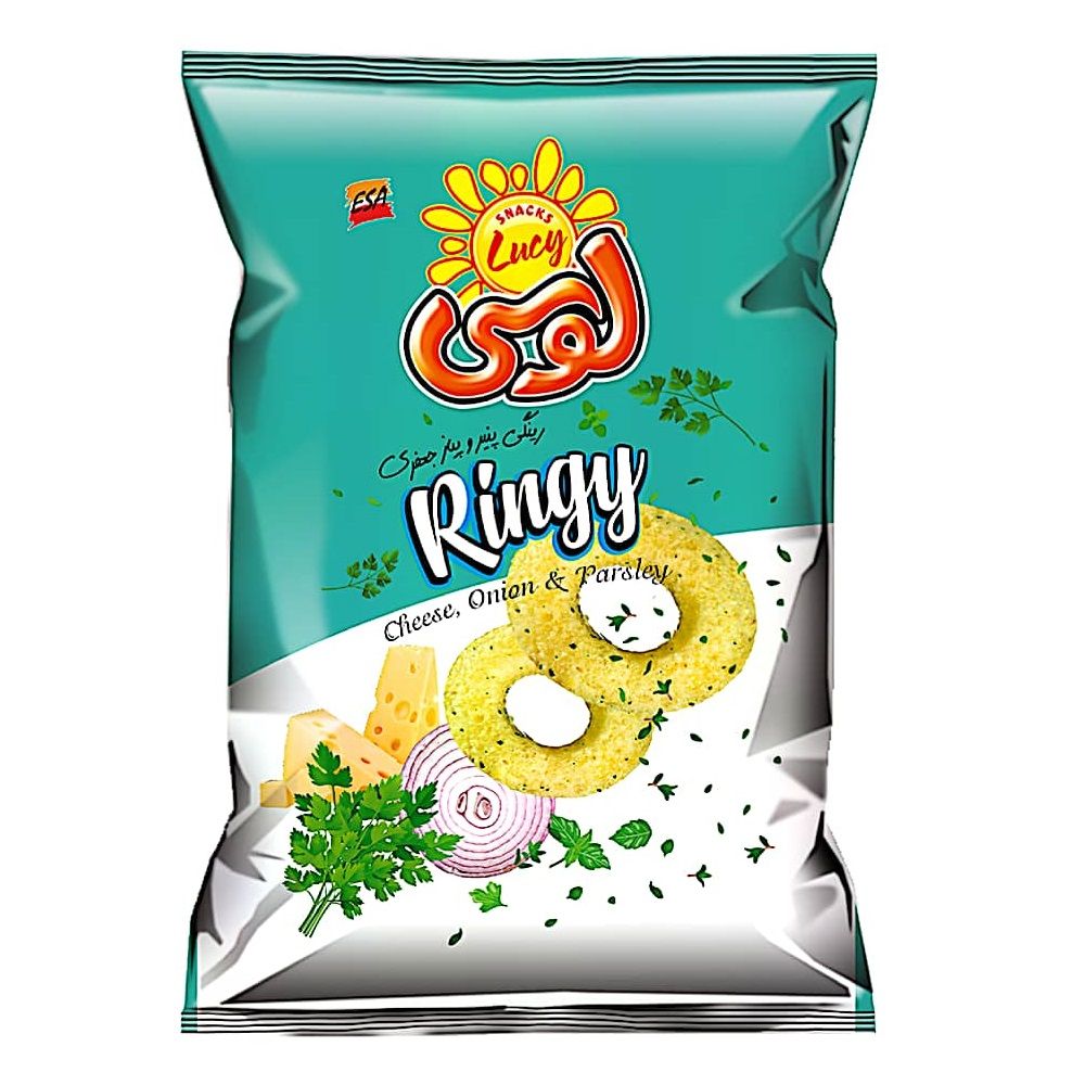 اسنک رینگی پنیری و پیاز و جعفری لوسی - 75 گرم بسته 4 عددی