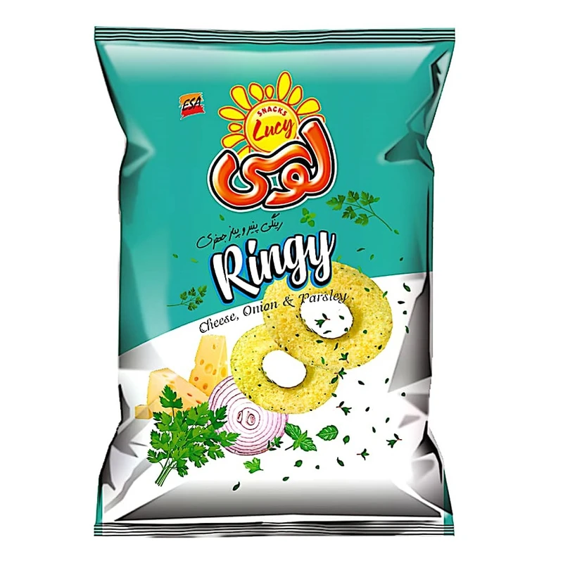 اسنک رینگی پنیری و پیاز و جعفری لوسی - 160 گرم بسته 2 عددی