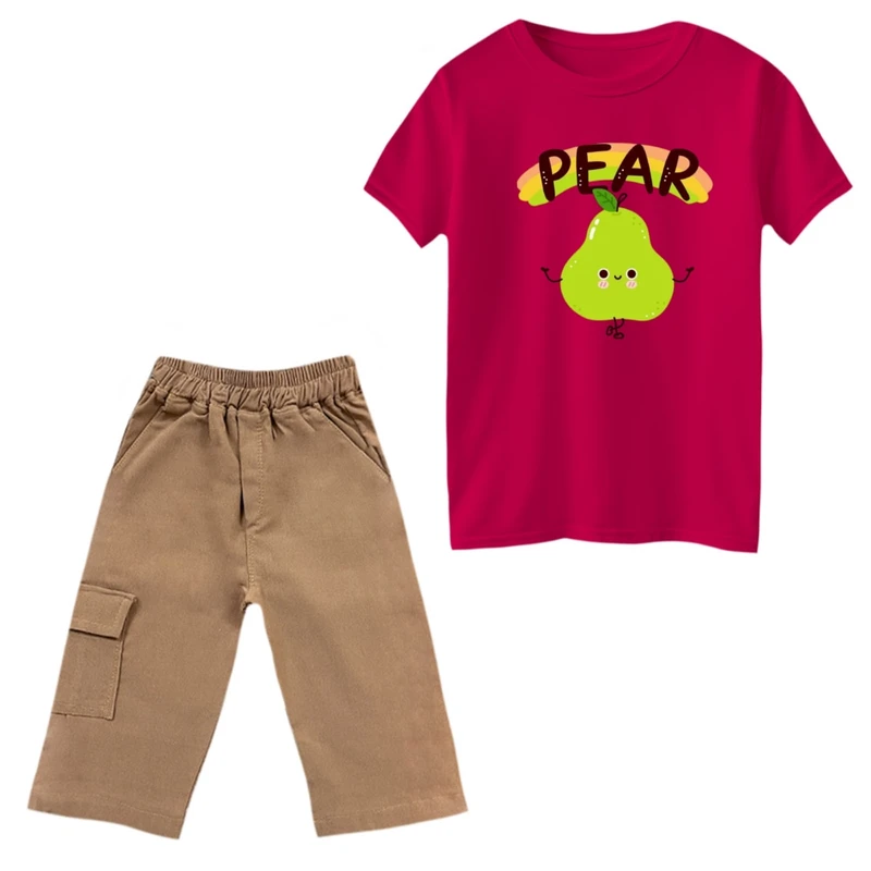 ست تی‌شرت و شلوارک پسرانه مدل گلابی