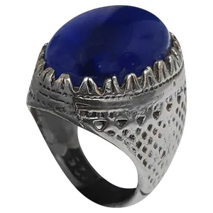 انگشتر نقره مردانه مدل یاقوت خوش تراش YKT319250