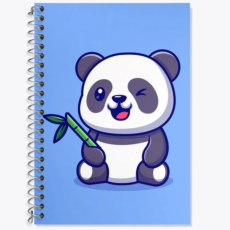 دفتر زبان 50 برگ خندالو مدل سه خط طرح حیوانات بامزه پاندا کد 25420