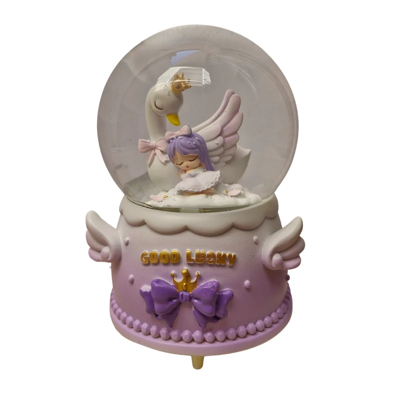 گوی موزیکال مدل پمپی قو و دختر طرح Lucky کد A01 