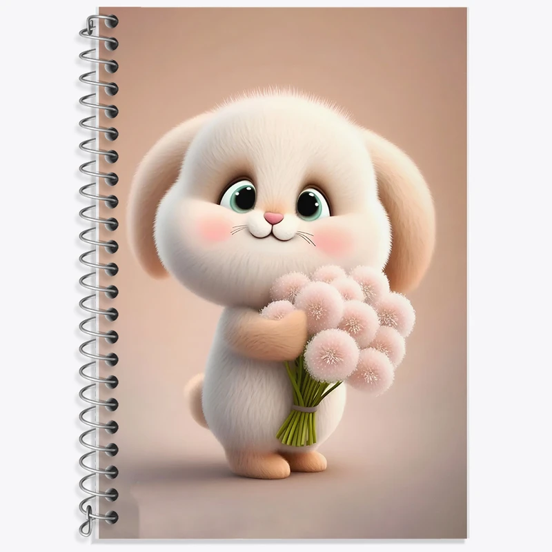 دفتر زبان 50 برگ خندالو مدل سه خط طرح خرگوش بامزه کد F5748