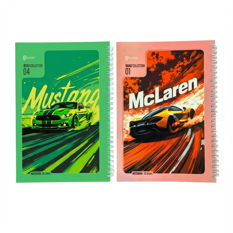 دفتر مشق 80 برگ پالت طرح ماشینی سیمی گلاسه بسته 2 عددی