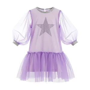 پیراهن آستین بلند یقه گرد دخترانه مدل Vio1