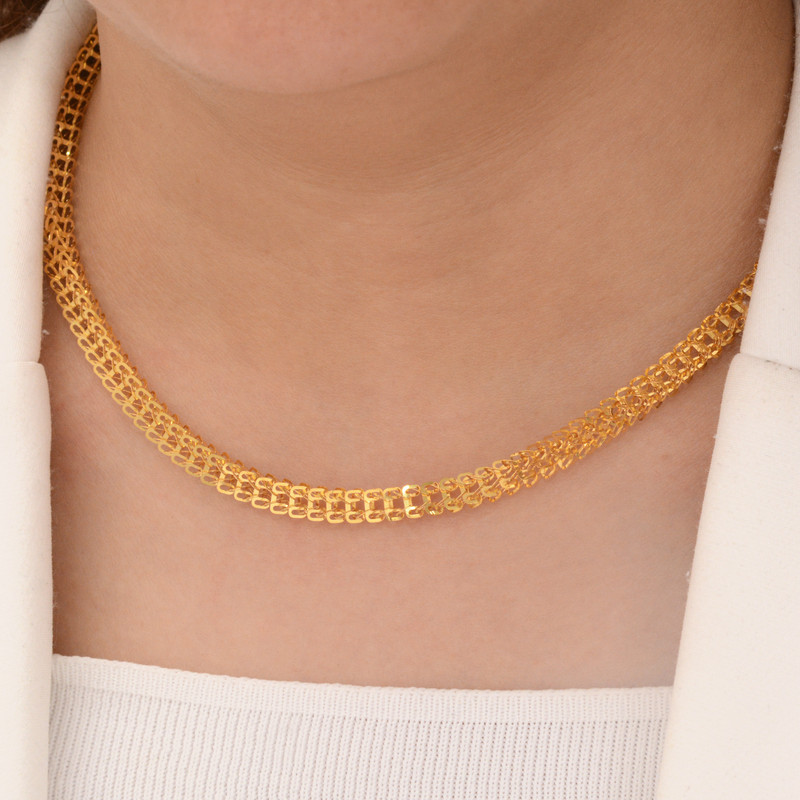 گردنبند طلا 18 عیار زنانه طلای مستجابی مدل لیزر کات کد 3 گردنبند طلا 18 عیار زنانه طلای مستجابی مدل لیزر کات کد 3