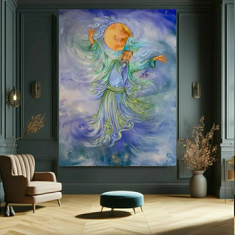 تابلو بوم طرح مخمل مینیاتور و نگارگری مدل رقص سماع کد GR1483