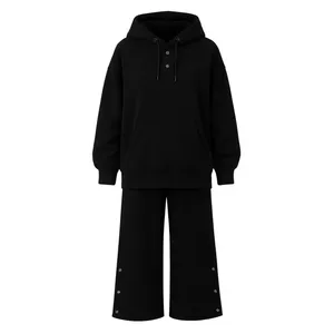 ست هودی و شلوار زنانه مدل بغل دکمه